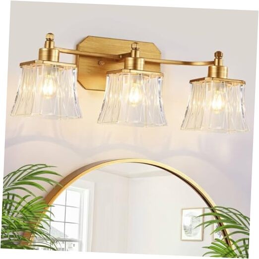 Bathroom Vanity Light Fixture, 3-Light Vanity Lights for Bathroom 3 Light Gold