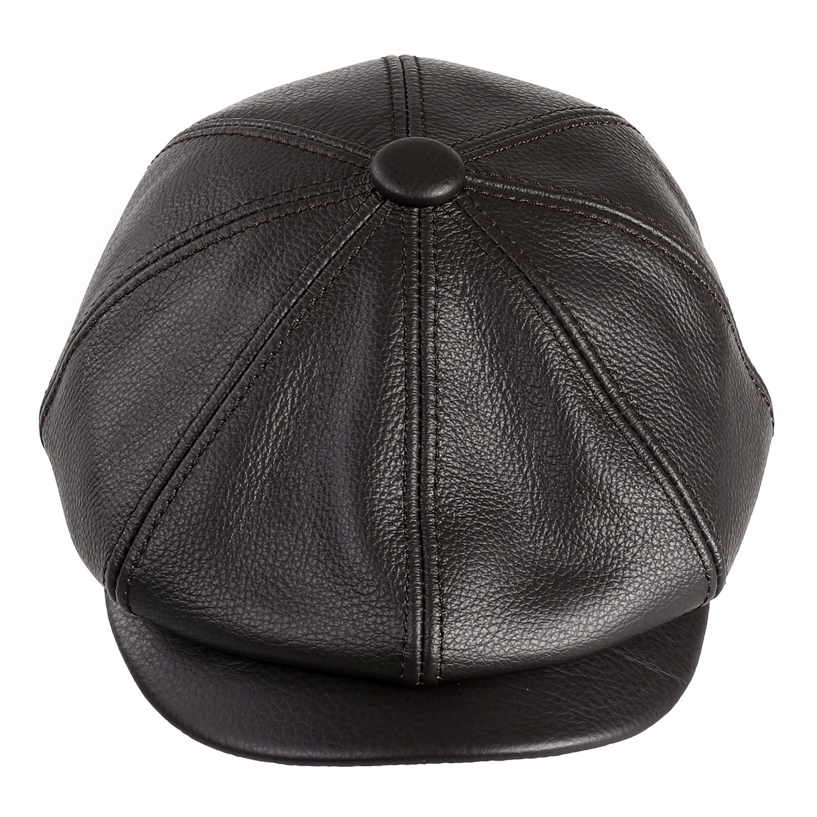 BOONJOVIA Men's Leather Newsboy Flat Cap Gatsby Ivy Golf Cap 100% Cowhide