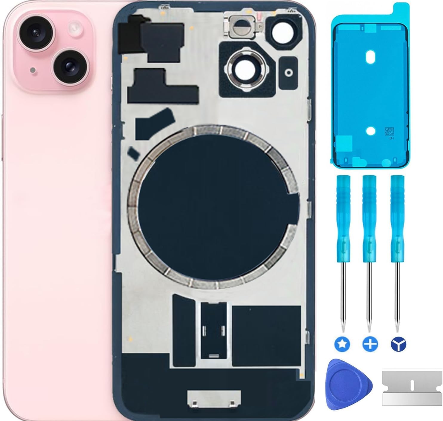 Back Glass Replacement for iPhone 15 Rear Back Cover Glass with Waterproof