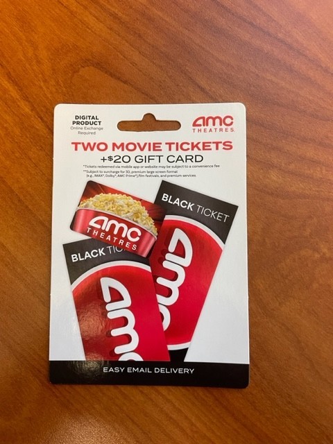 AMC Theaters Gift Card. for 2 movie tickets plus $20 gift card