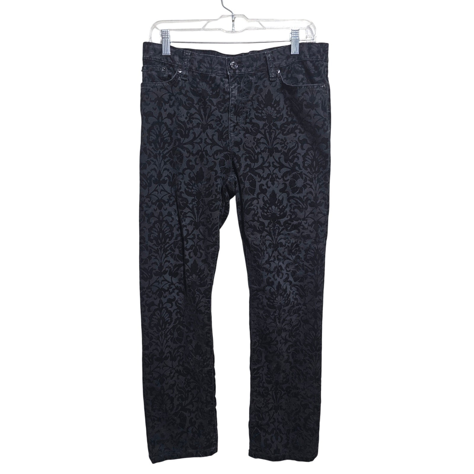 LRL Ralph Lauren Pants Womens Size 10 Petite Raised Velour Floral Design (861)