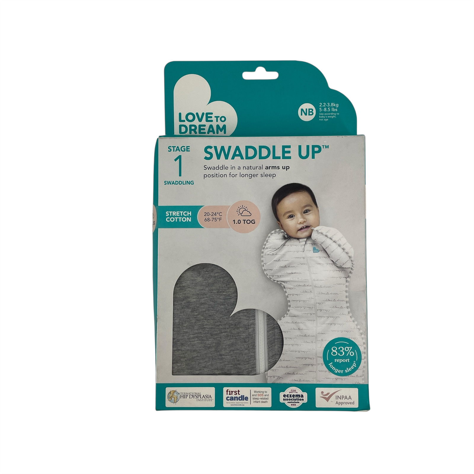 Love to Dream Swaddle Up Baby Sleep Sack, Cotton, Newborn 5-8.5 lbs Grey