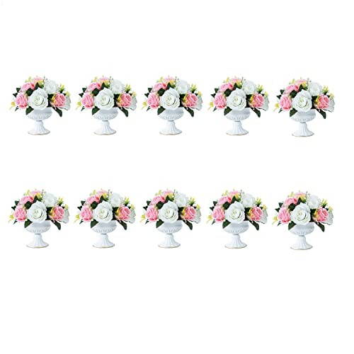  10 Pieces Household Metal Flower Vase Wedding Centerpiece Decor 10pcs White