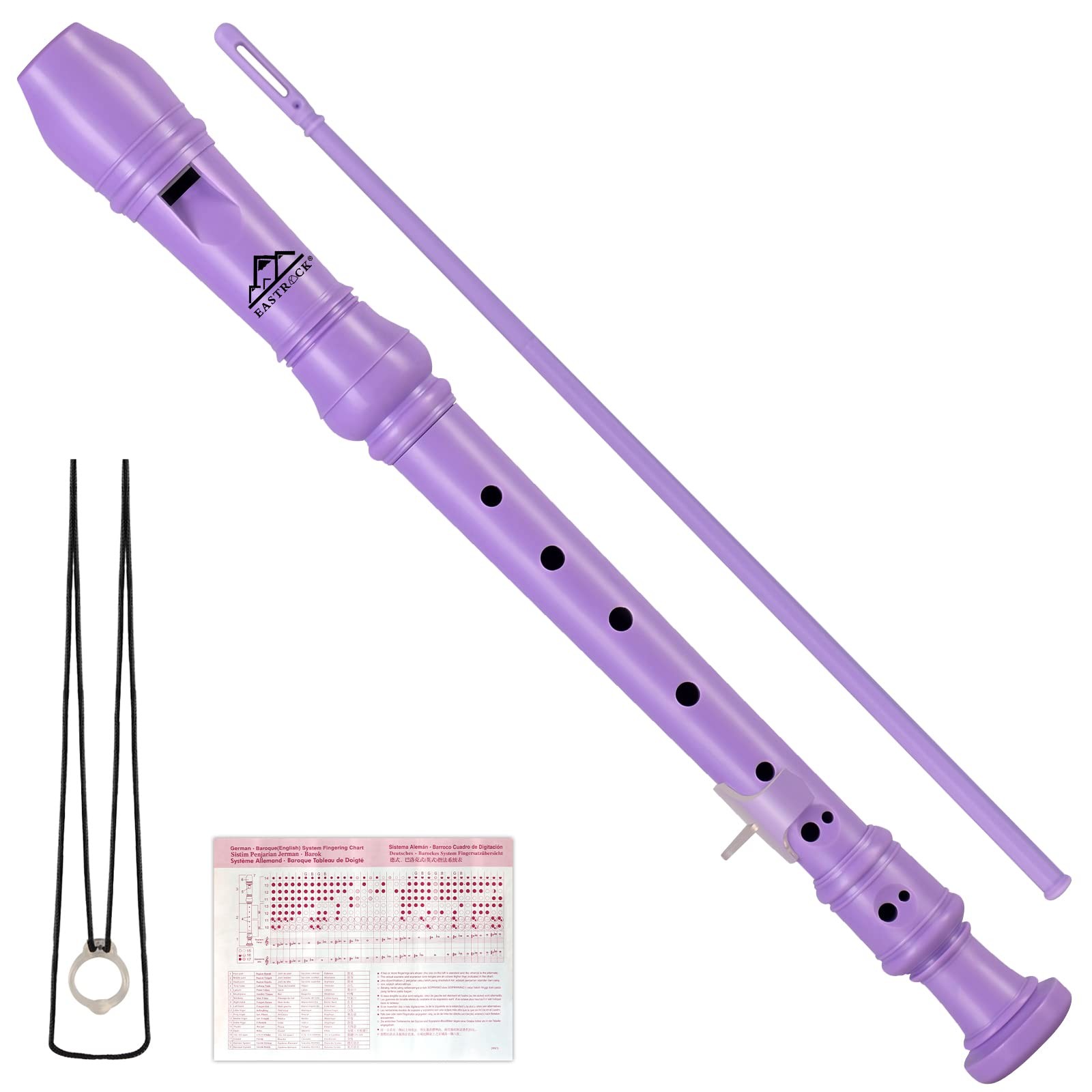 Eastrock Soprano Recorder, Recorder Instrument German Style C Key 3 Purple 