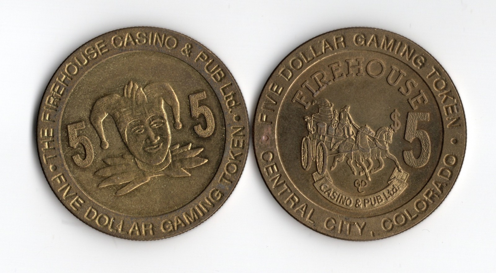 Firehouse Casino Central City Colorado $5 Brass Token