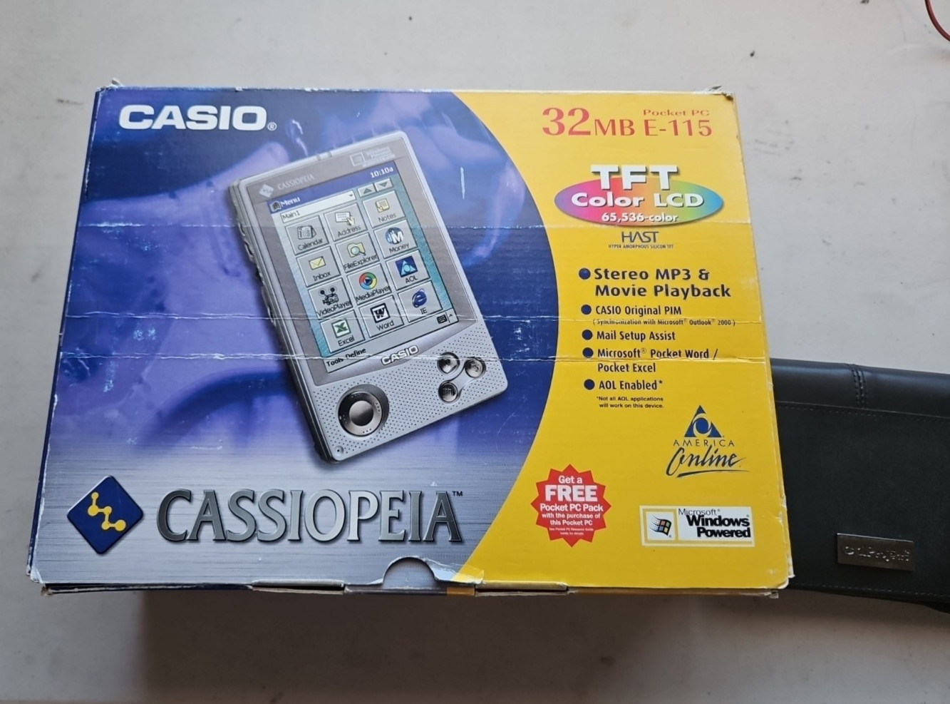 Casio Cassiopeia Pocket PC PDA With Dock,  Stylus, Box, Case – For Parts/Repair