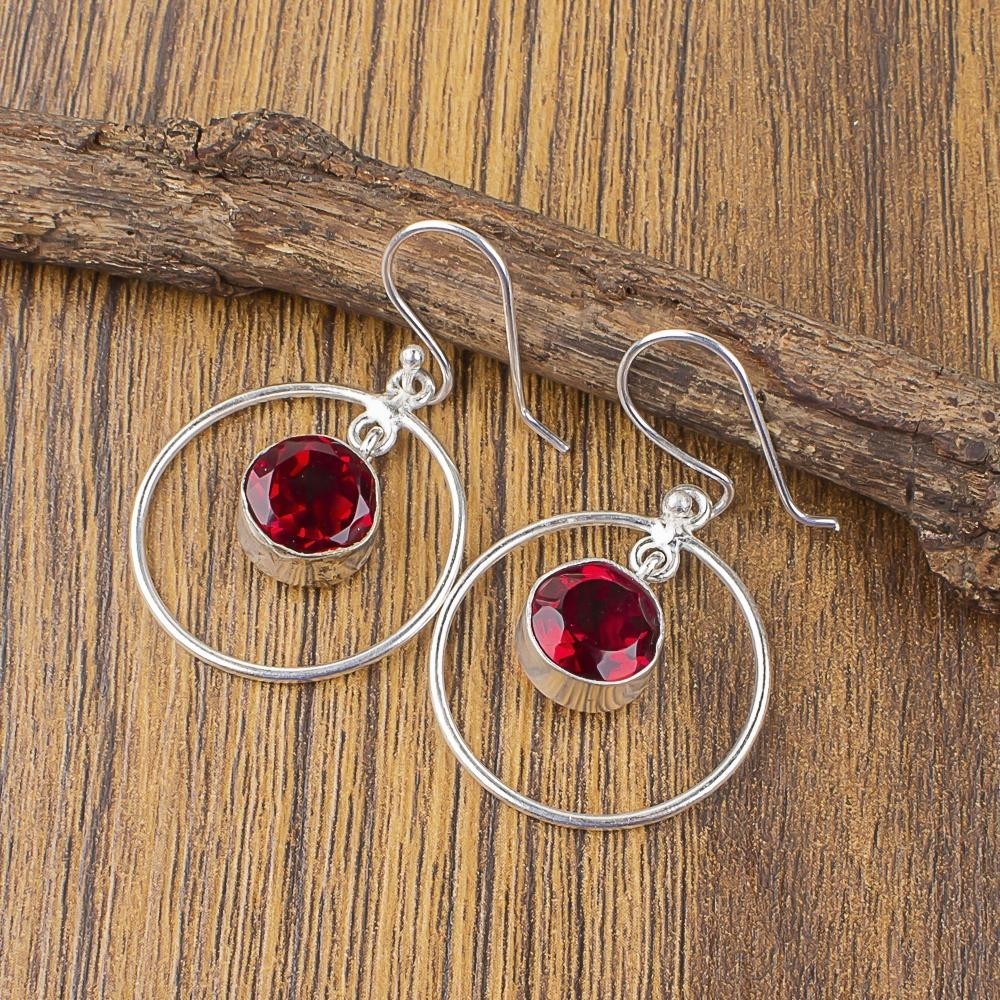 925 Silver Genuine Pink Rubellite Engagement Delicate Unique Earrings Jewelry