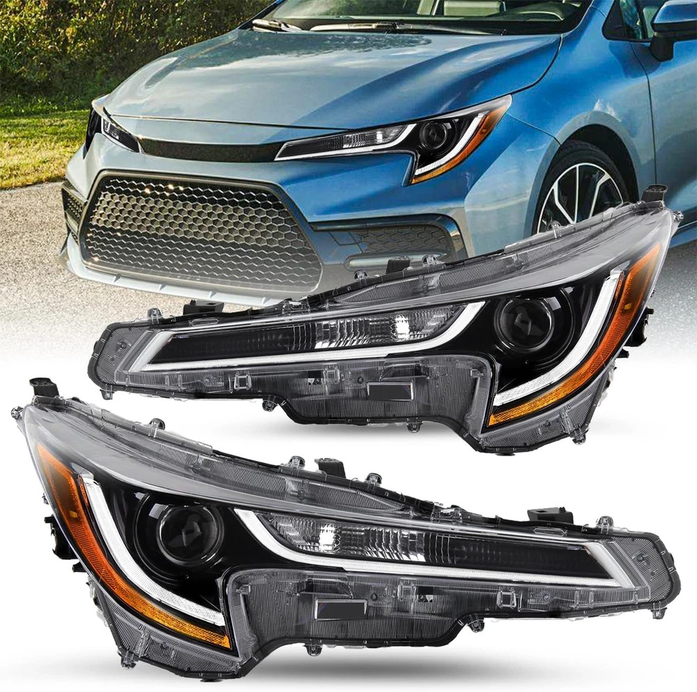 Headlight Assembly Compatible with 2020 2021 2022 Toyota Corolla L/LE/LED Projec