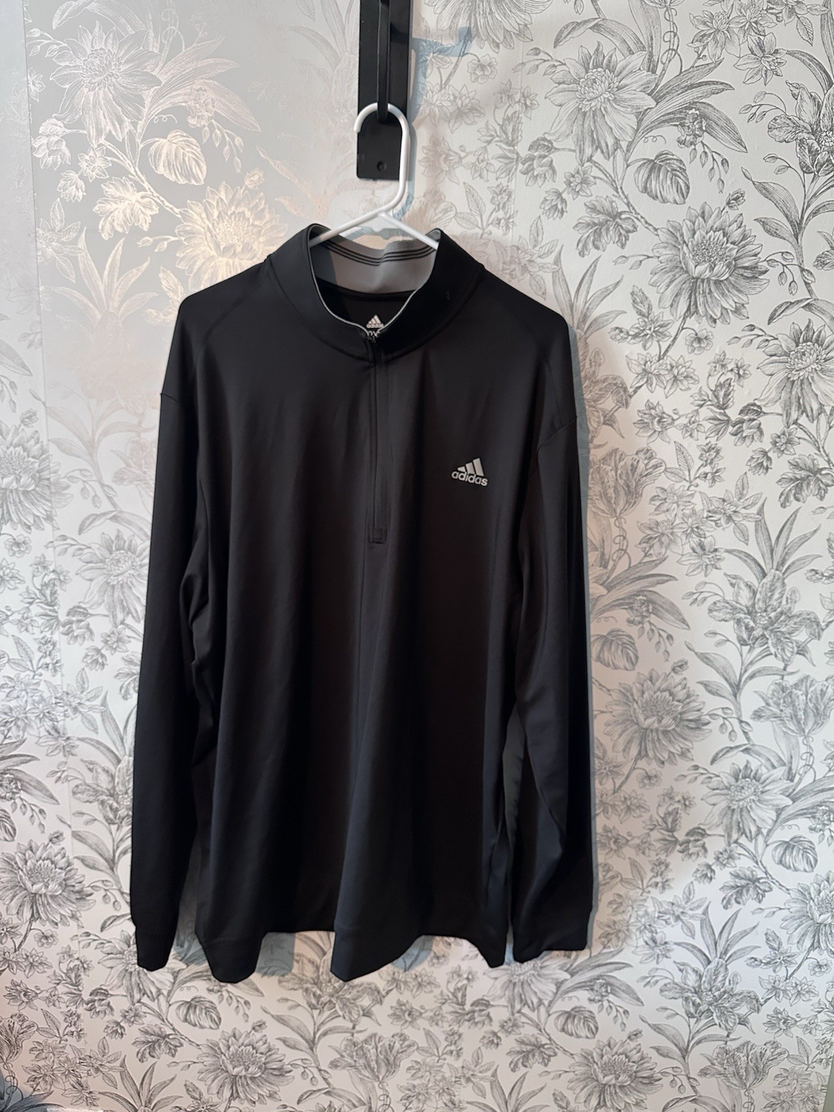 adidas Golf Polo 2XL Black Long Sleeve 1/4 Zip Mock Neck Men's Shirt