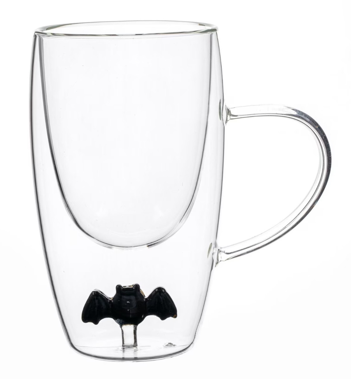Halloween Coffee Bat Charm Mug Borosilicate Glass Cup 11.5oz New