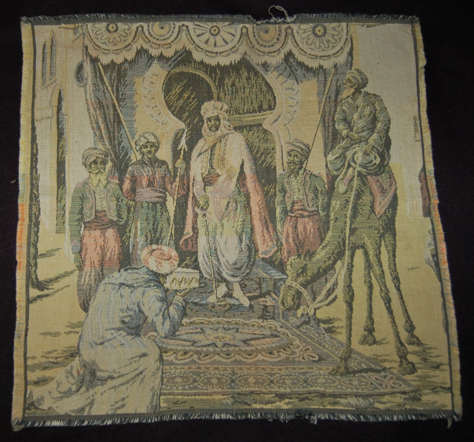 ANTIQUE Tapestry Middle Eastern Scene Orientalist Made in France c. 1890's RARE!