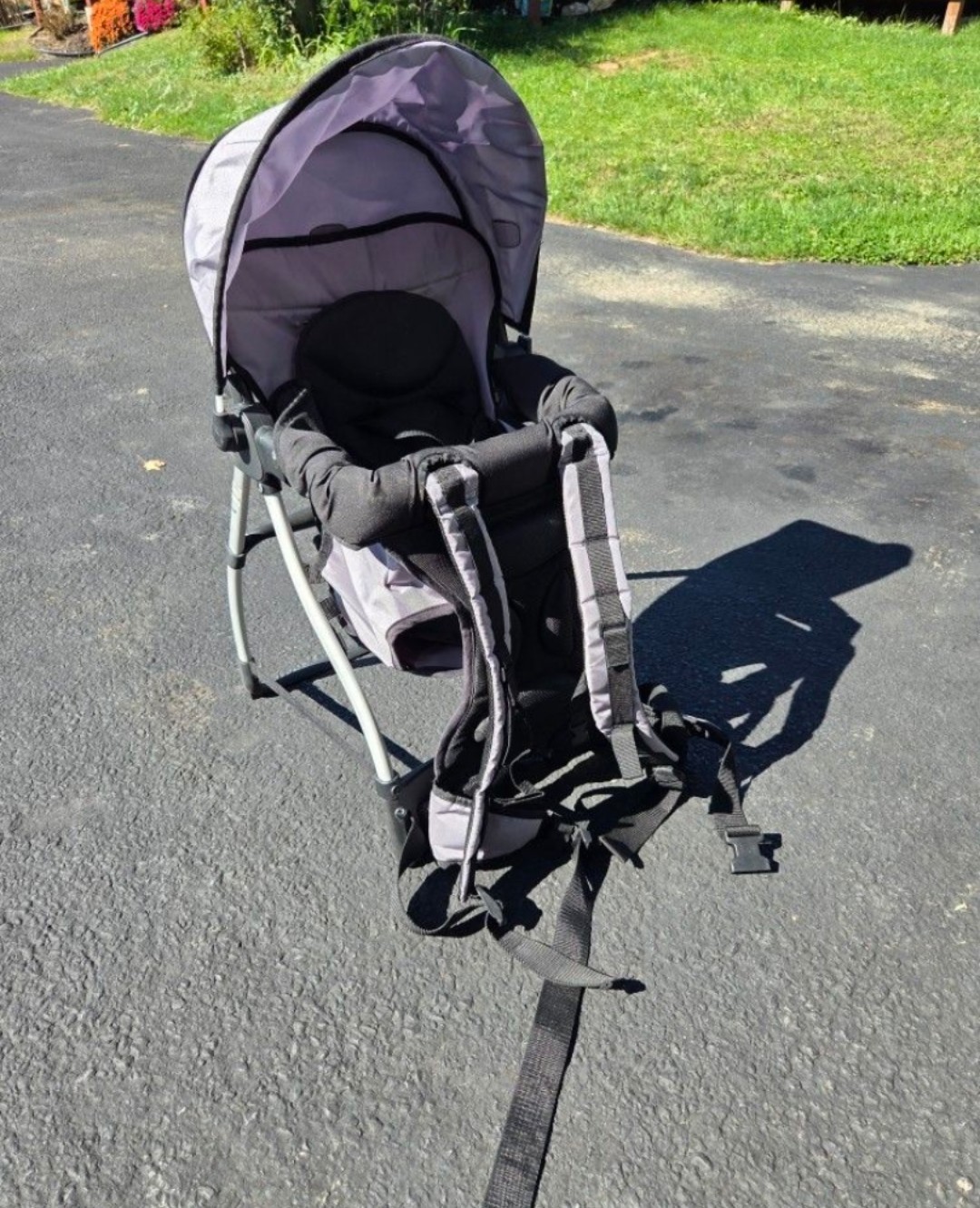 Chicco Smart Support Baby Backpack Gray Black Closure Sun Rain Cover