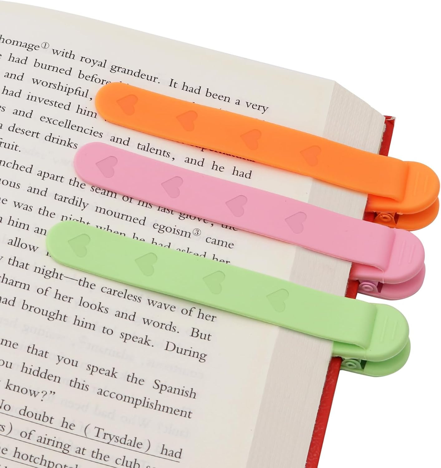 3Pcs Heart Bookmarks for Women, Automatic Silicone Book Marks for Book Lovers Gi