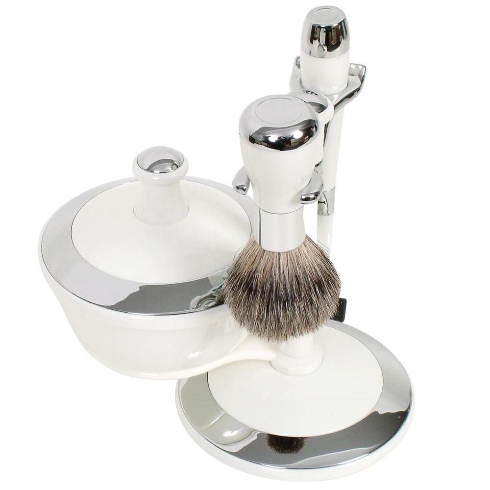 Comoy WG Mak3 Shave Set with Bowl (White/Chrome)