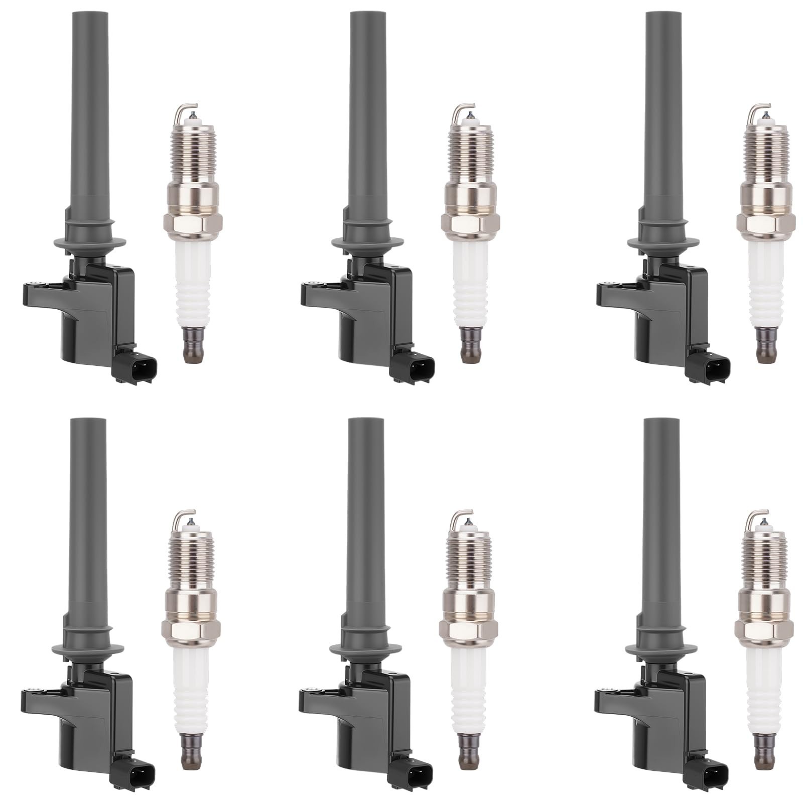 DG500 Set of 6 Ignition Coil Pack and Iridium Spark Plug Compatible with Ford...