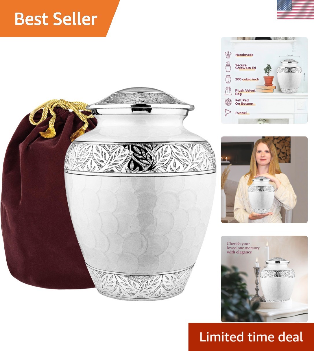 Durable Polished Funeral Urn for Ashes - Memory Keepsake for Loved Ones