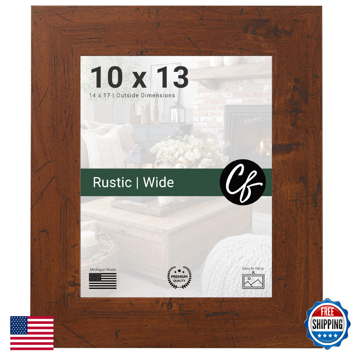 Craig Frames 10x13 Picture Frame – FM74DKW, 2" Wide, Smooth, Dark Walnut
