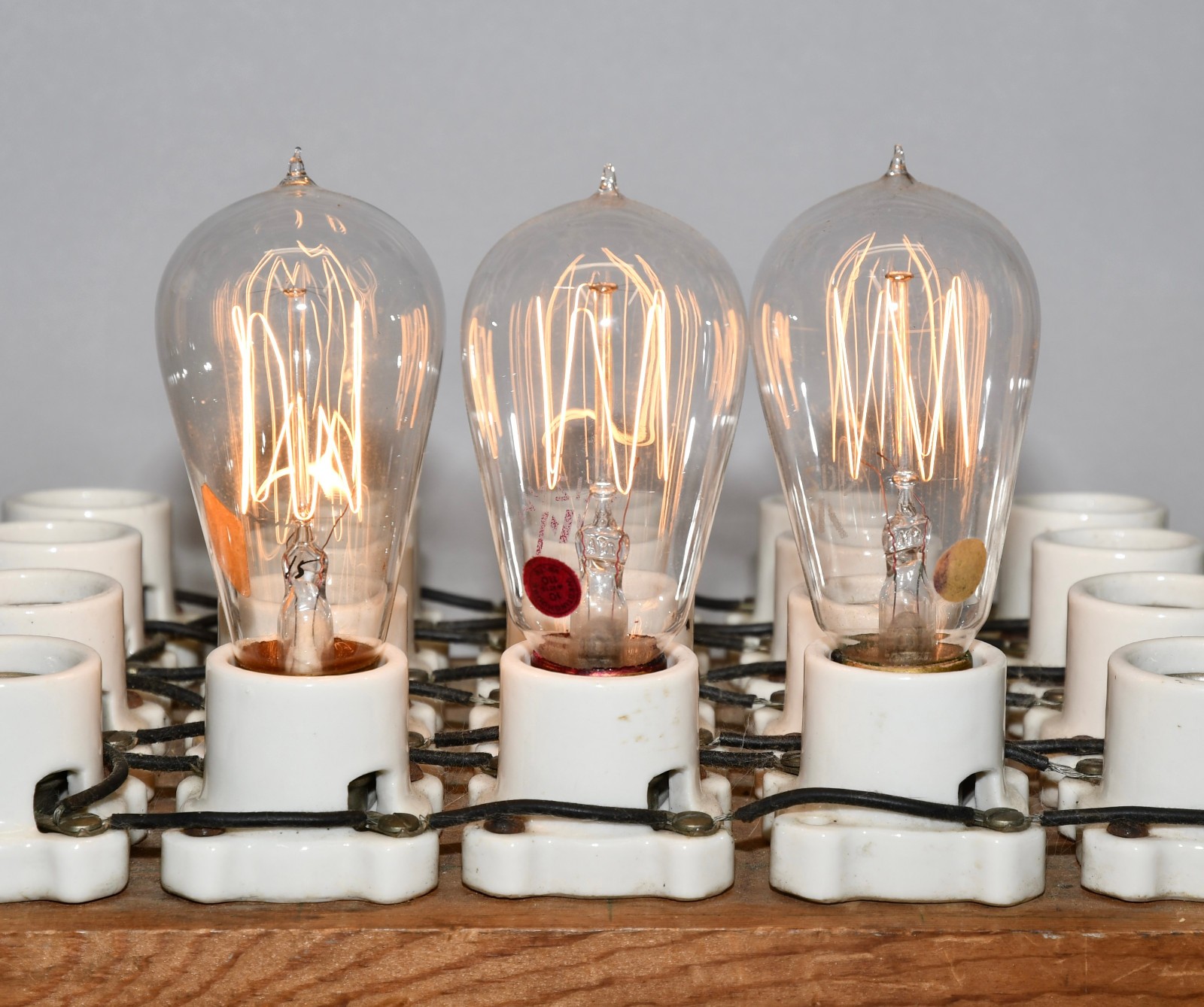 LOT OF 3 ANTIQUE CLEAR GLASS CARBON TIP MEDIUM BASE E26 WORKING LIGHT BULBS!