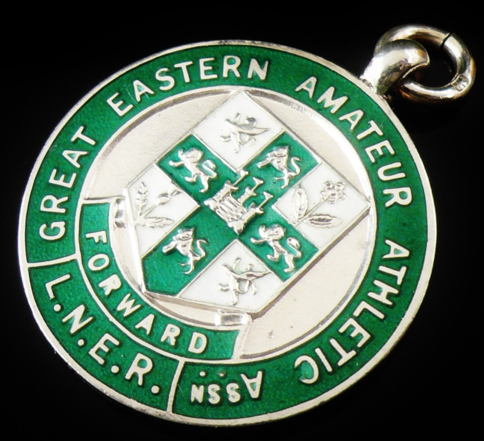 Sterling Silver Enamel Pocket Watch Fob Medal, L.N.E.R Amateur Athletics 1936