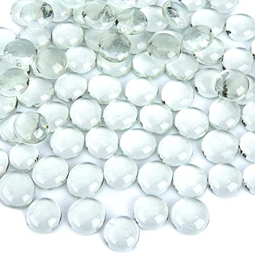  5 Lb Clear Flat Glass Marbles, 500PCS Clear Flat Gems Aquarium Transparent