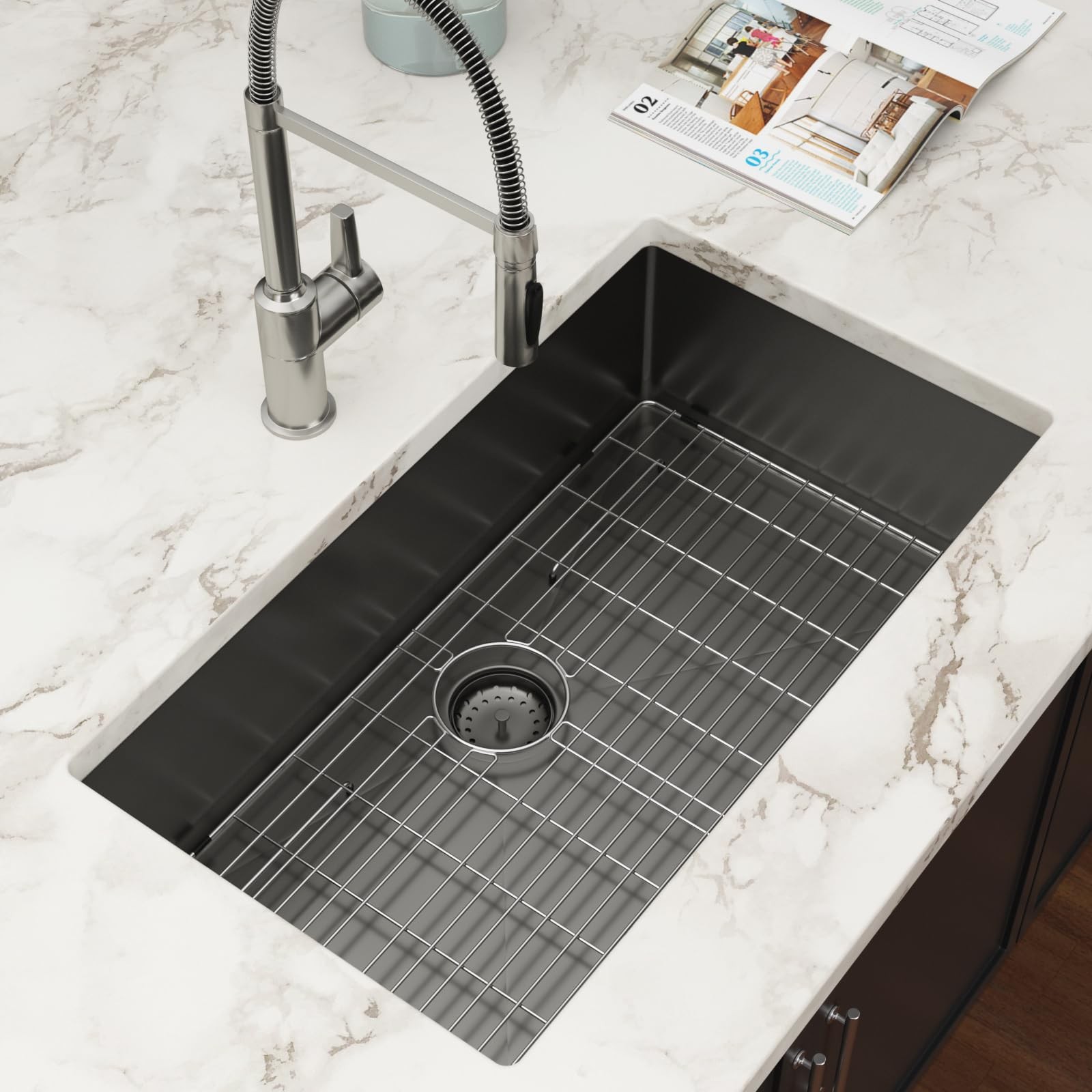 Black Undermount Kitchen Sink - Couoko 33 Inch Gunmetal Black Undermount