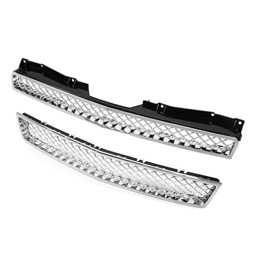 Upper & Lower Mesh Grille Compatible with 2007-2014 Chevy Avalanche, Tahoe, 