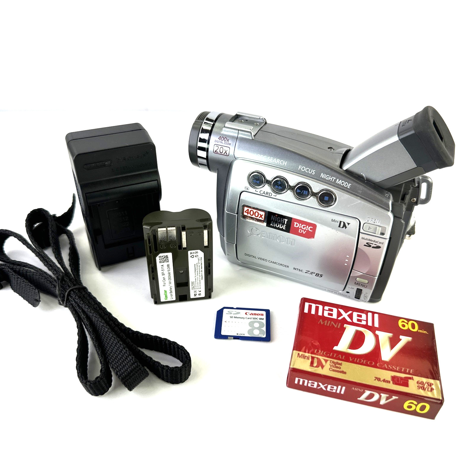 Canon ZR85 MiniDV Camcorder Digital Video Camera w/New Battery & Charger TESTED