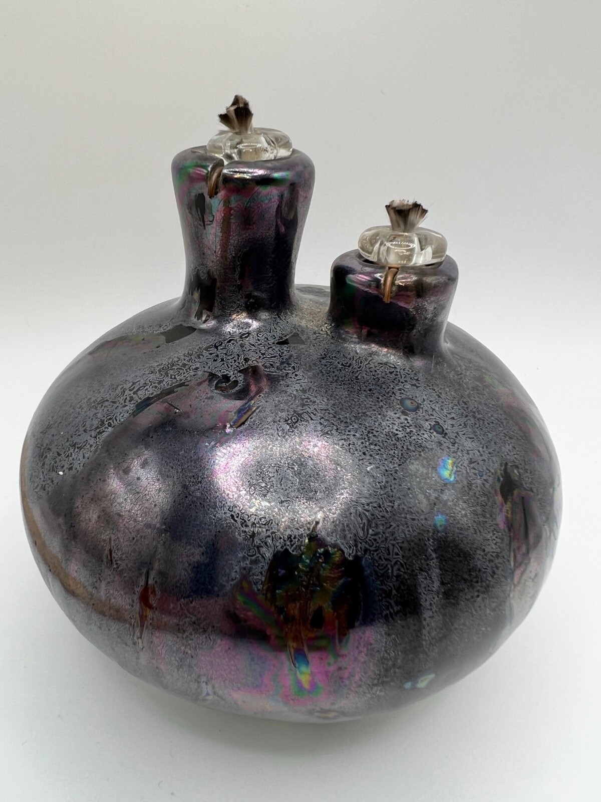 Hand Blown Purple Modern Art Glass Wick Oil Fragrance Lamp