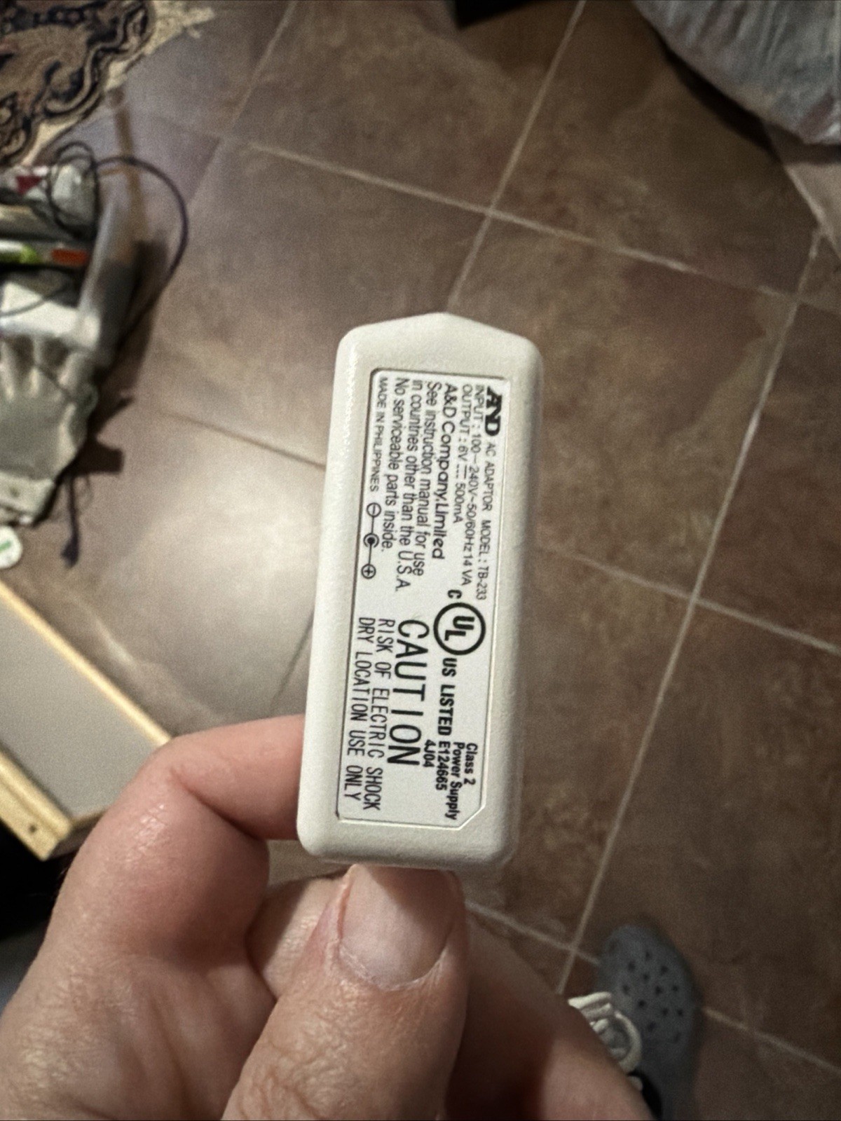 AND A&D AC Adapter Model TB-233 6V 500mA