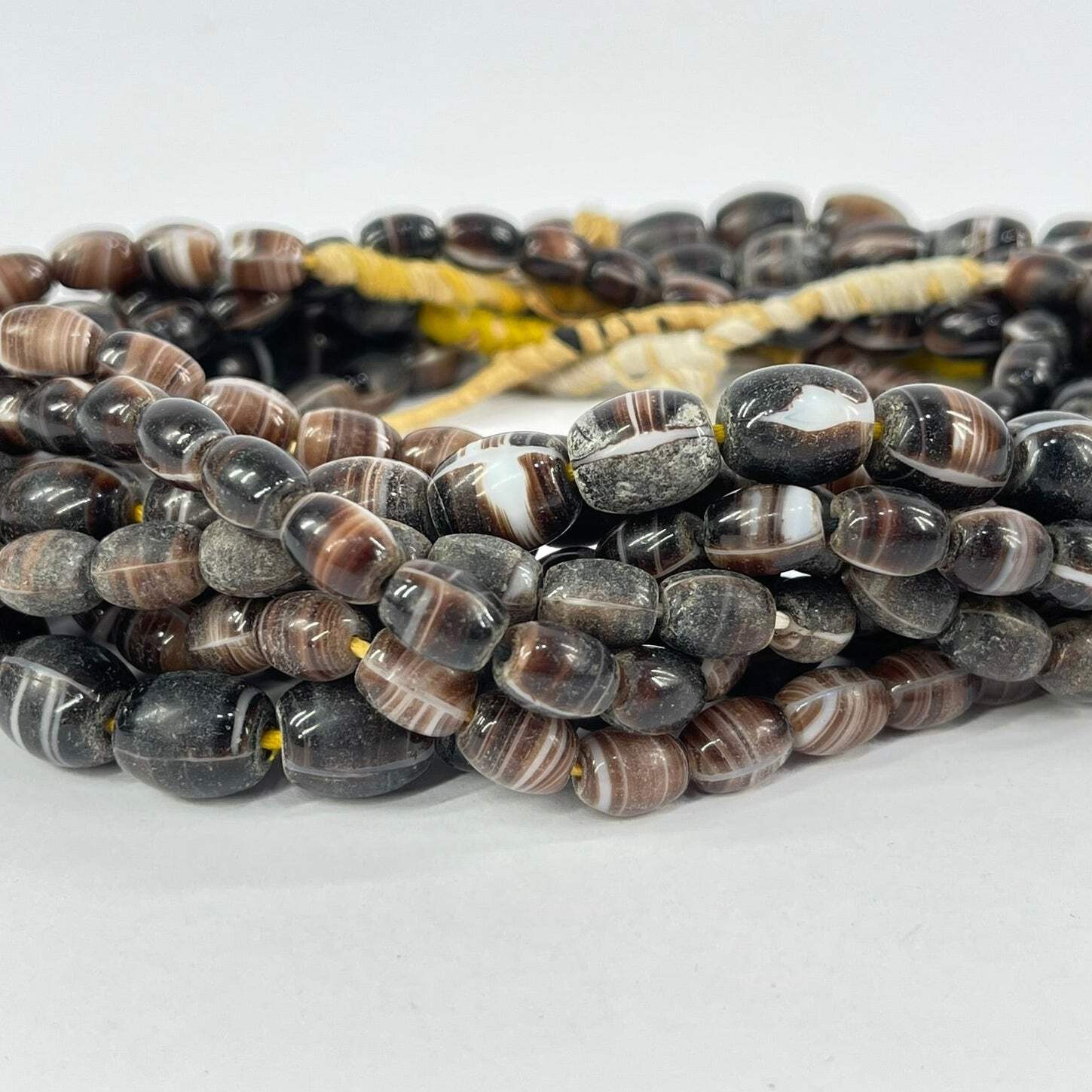4 Strands Coffee Bean Wedding Trade Beads Grab Bag