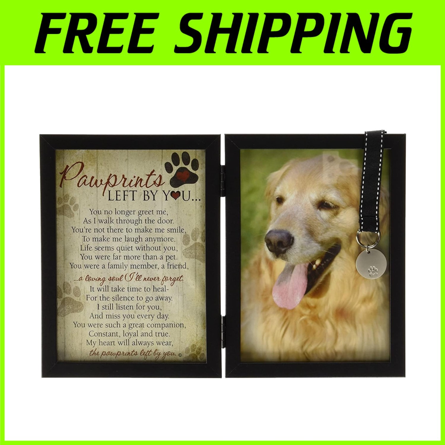 Pawprints Pet Memorial Frame w/ Sympathy Poem