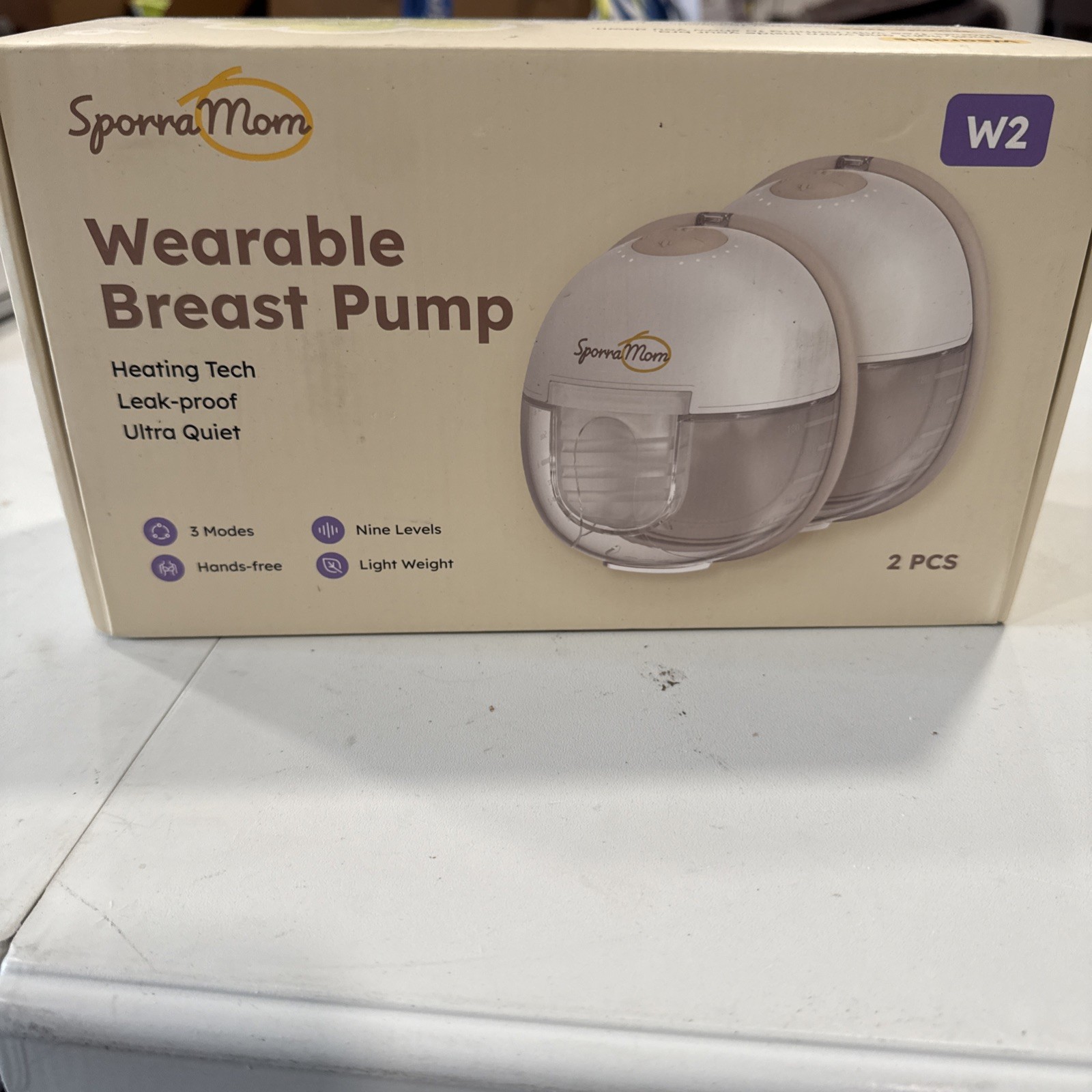 Heated Wearable Breast Pump Portable Ultra Quiet 2pc Set SporraMom W2 New Open