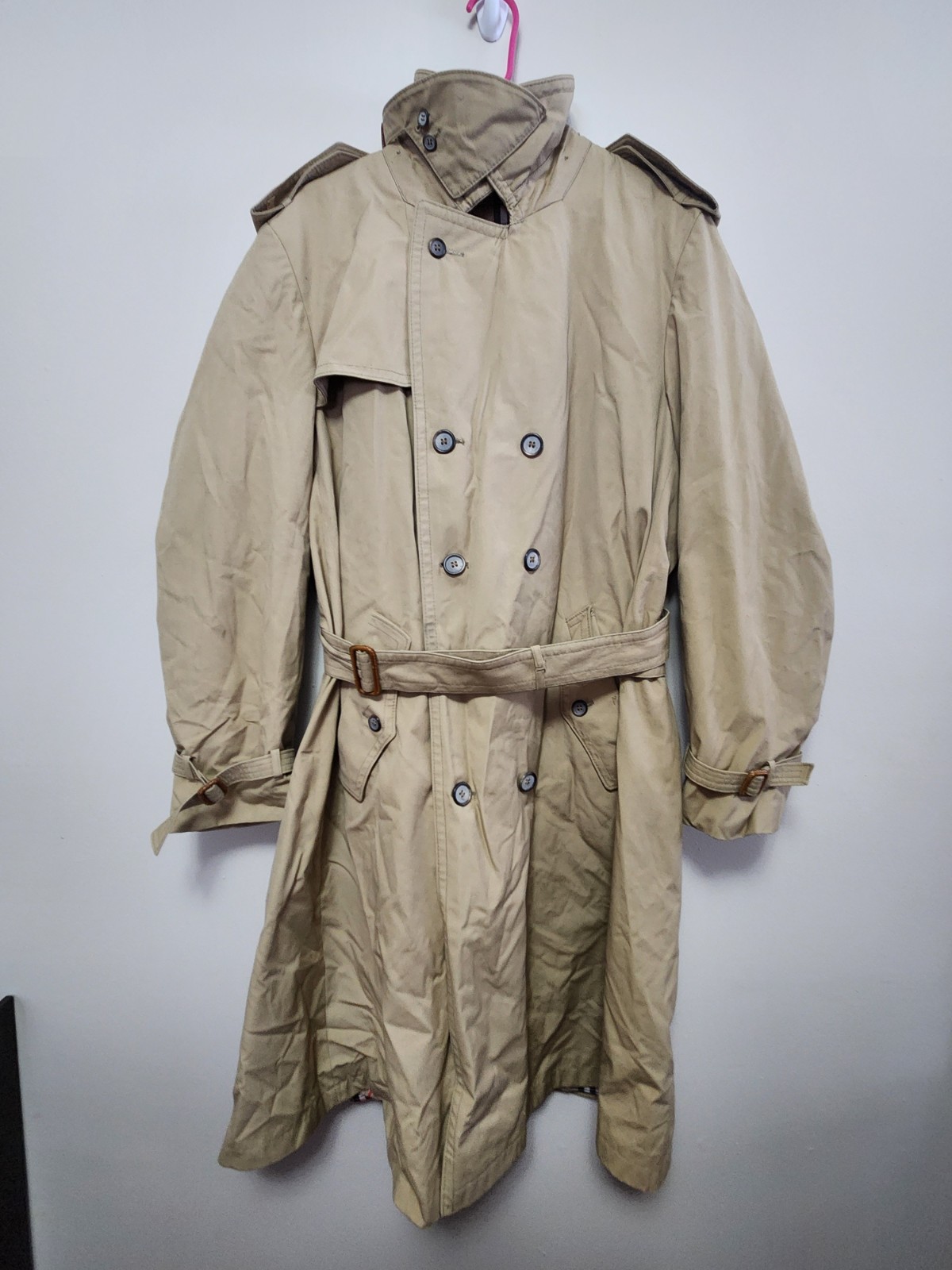 Vtg Clarendon Crownwear Trench Coat  Men’s Medium Long Beige Preppy Classic Nova