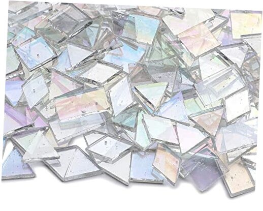 Iridescent Mosaic Tiles 200 Pieces Bulk Stained Glass Tile for Mosaic Clear