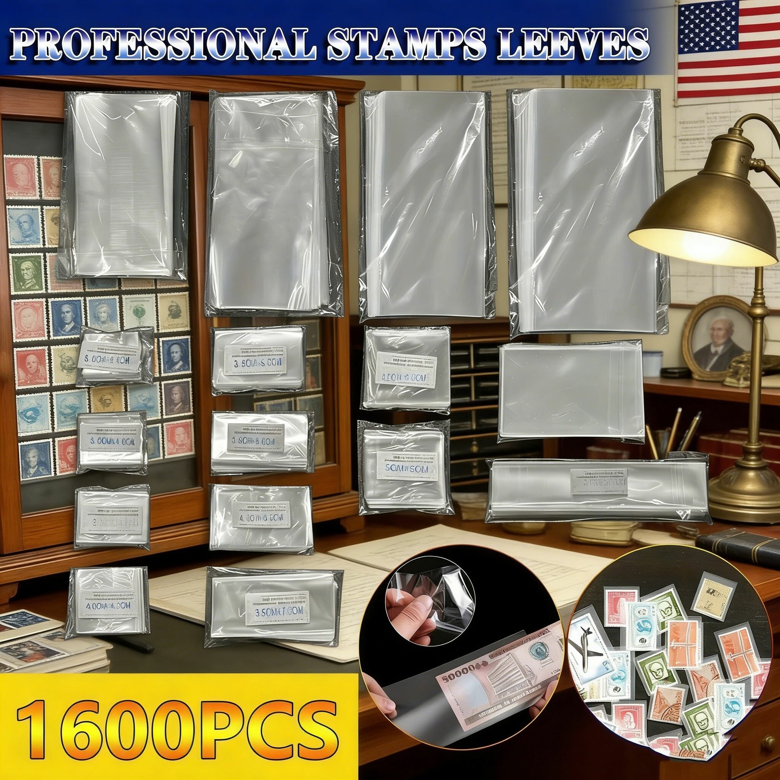 16-Model Clear Stamp Protector Bags | 100Pcs Bulk for Coin & Stamp Collectors
