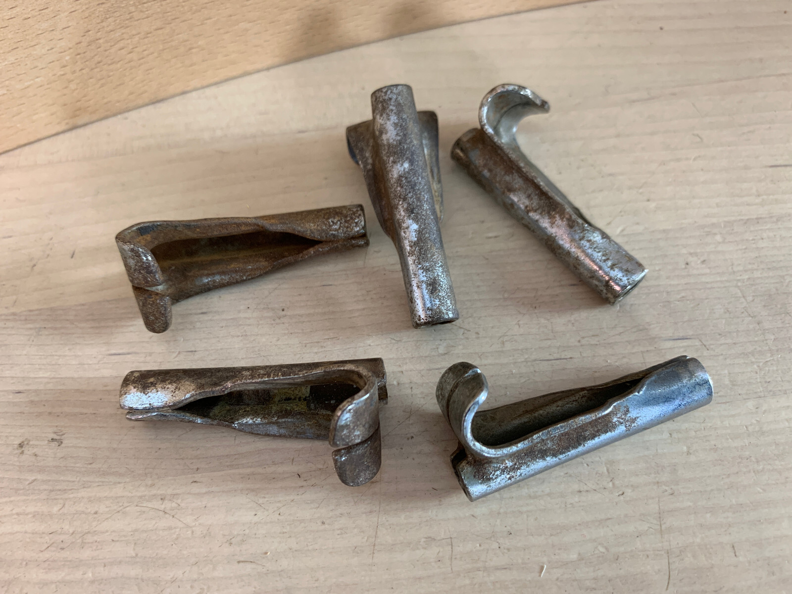 LEEDY Bass Kick Drum HOOP CLAW Parts 1920s 30s Vtg Chrome Lot of 5x Collar Hooks