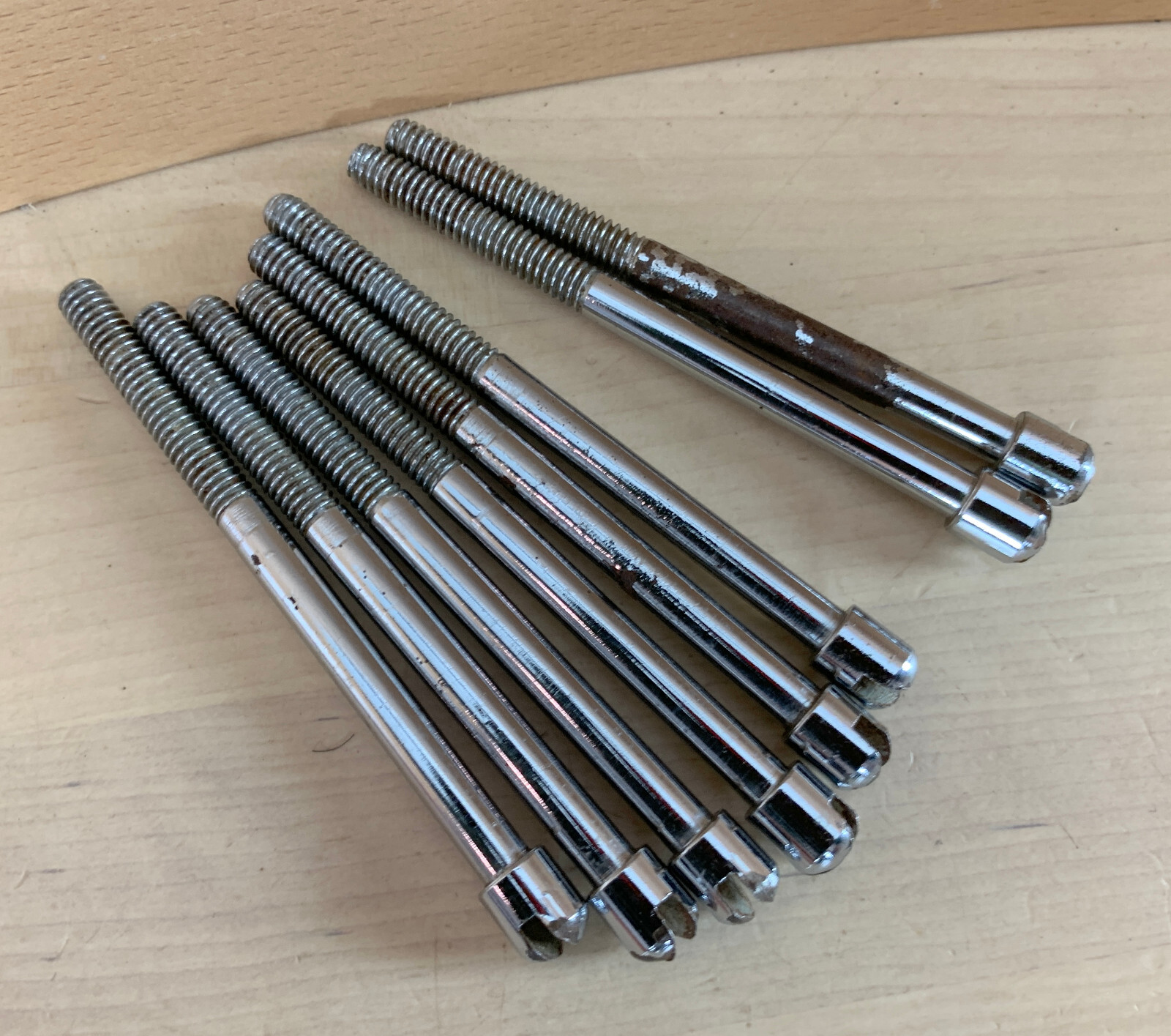 PREMIER Lot of 8x 3" TENSION ROD Parts Marching Snare Tom Drum 80s Vtg Slot Head