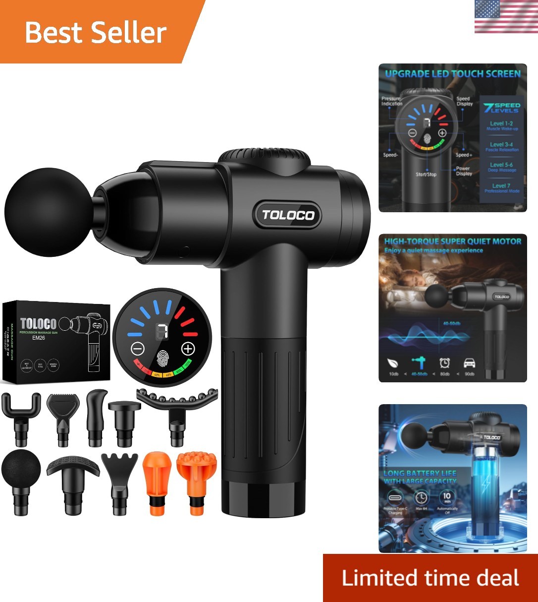 Massage Gun, Deep Tissue Back Massage for Athletes for Pain Relief, Percussio...