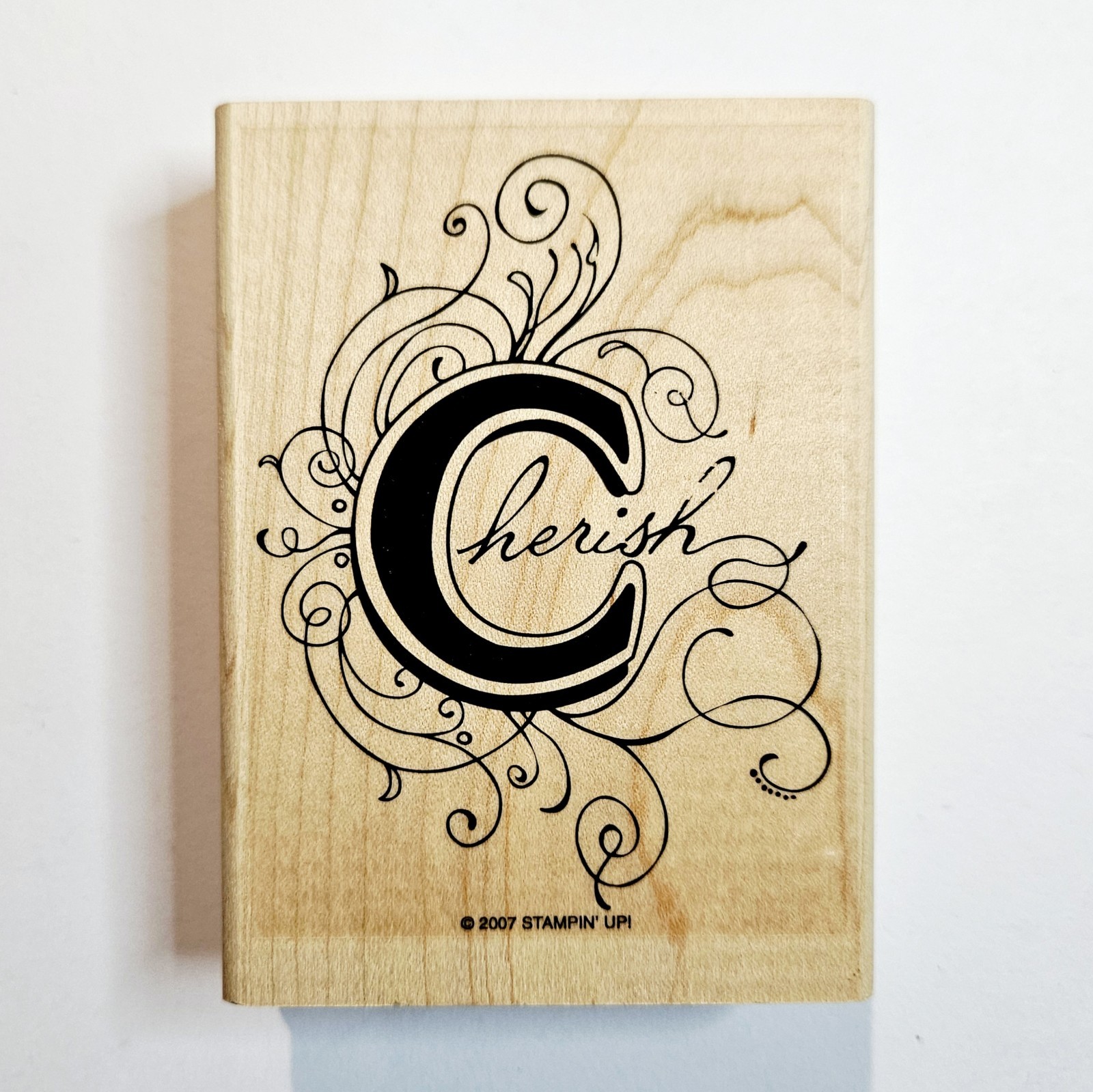 CHERISH Stampin' Up! Rubber Stamp Calligraphy Word Enlightened Manuscript d222