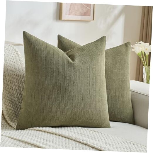  Decorative Throw Pillow Covers 22x22 Inch 22" x 22" (Pack of 2) Olive Green