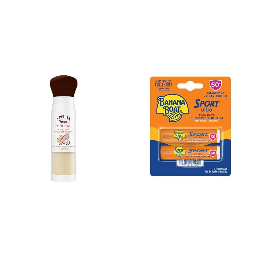 Mineral Powder Sunscreen Brush SPF 30 & Banana Boat Sport Ultra Lip Balm SPF 50 