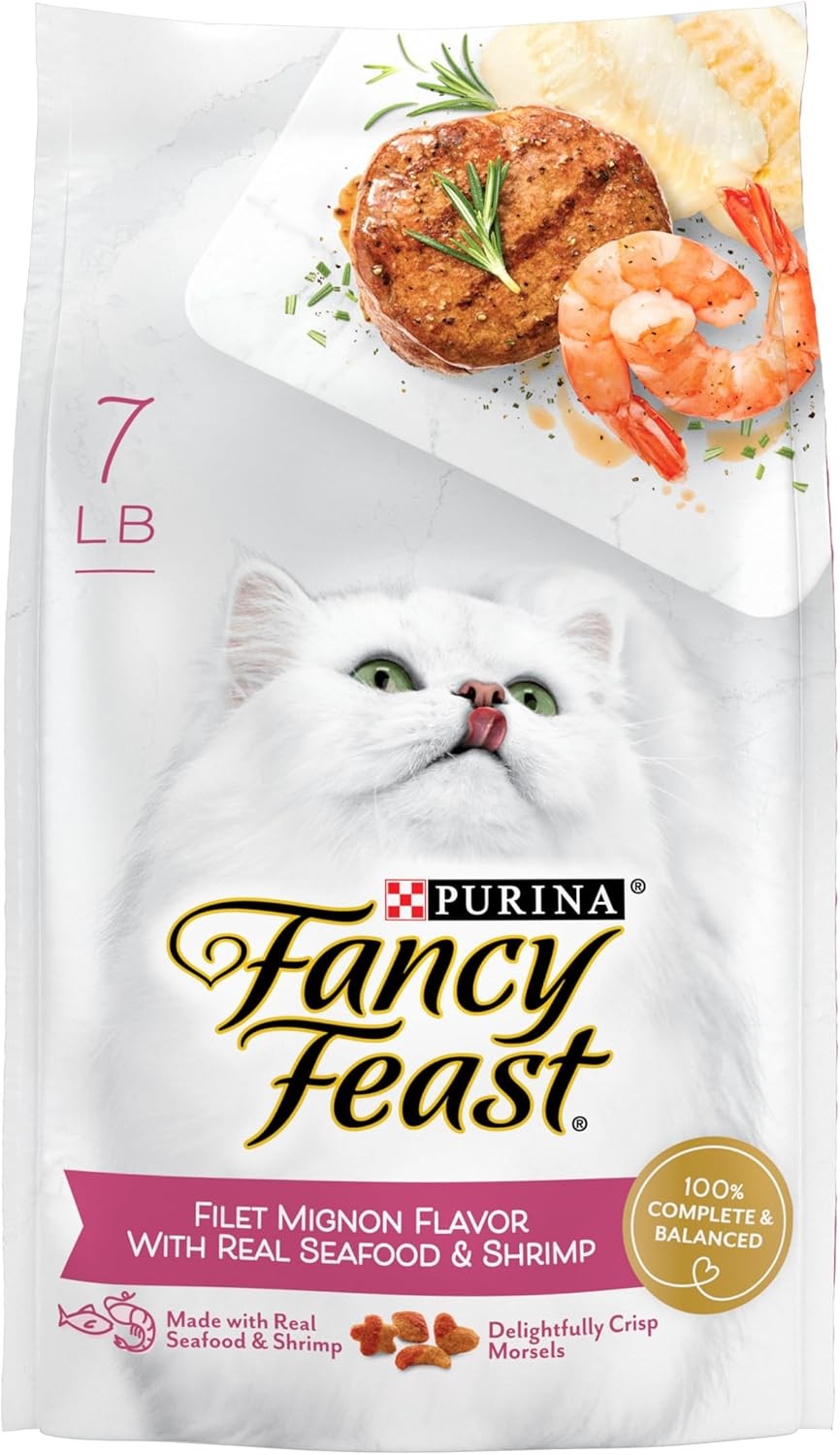 Fancy Feast Purina Filet Mignon Flavor with Real Seafood & Shrimp Dry Cat Food (