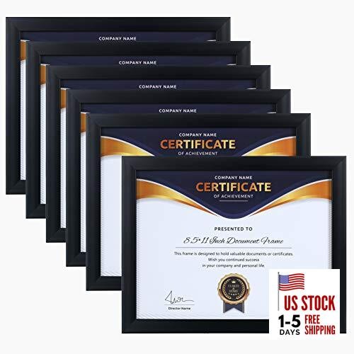  8.5x11 Picture Frame - Certificate Document Frame 6 Pack 8.5x11 6P A Black