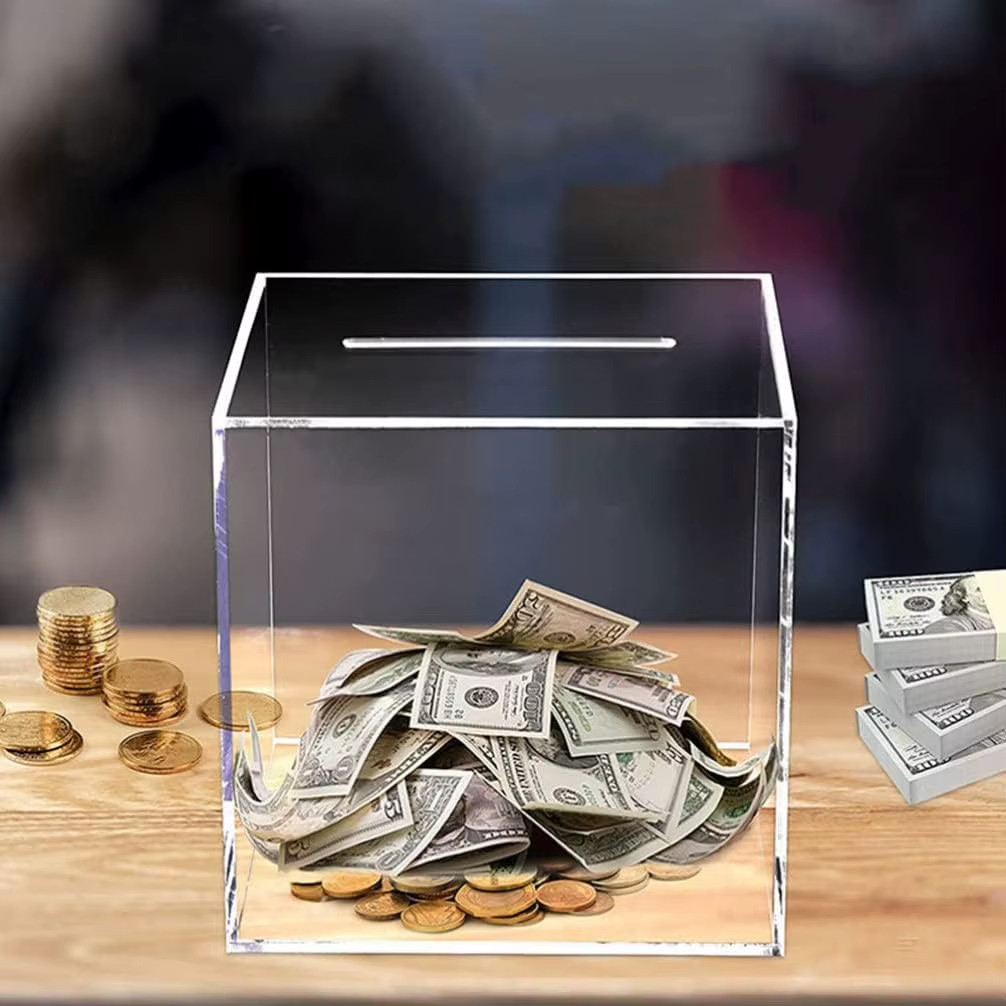 Clear Acrylic Money Saving Bank Break to Open Piggy Bank