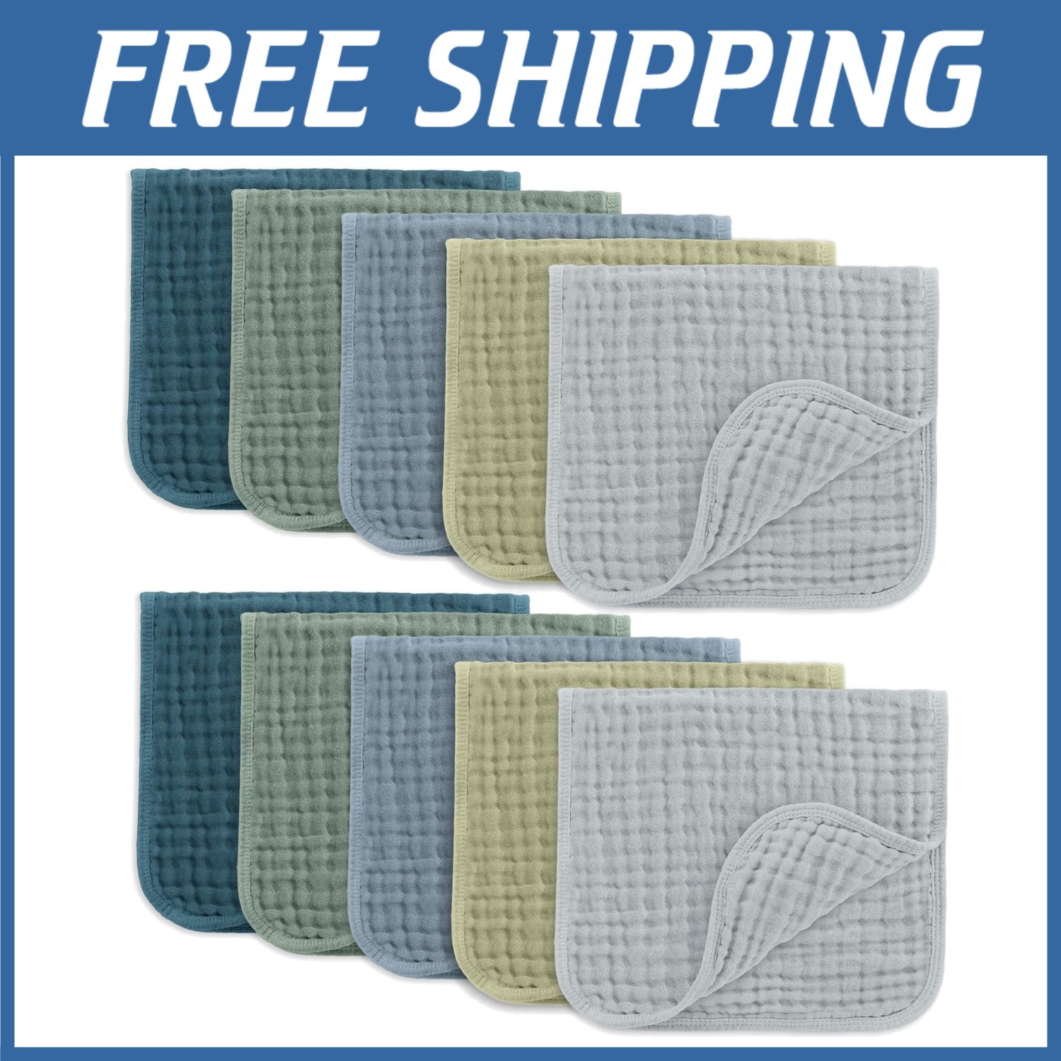 Soft & Safe Baby Burp Cloths - 6-Layer Cotton, 10-Pack