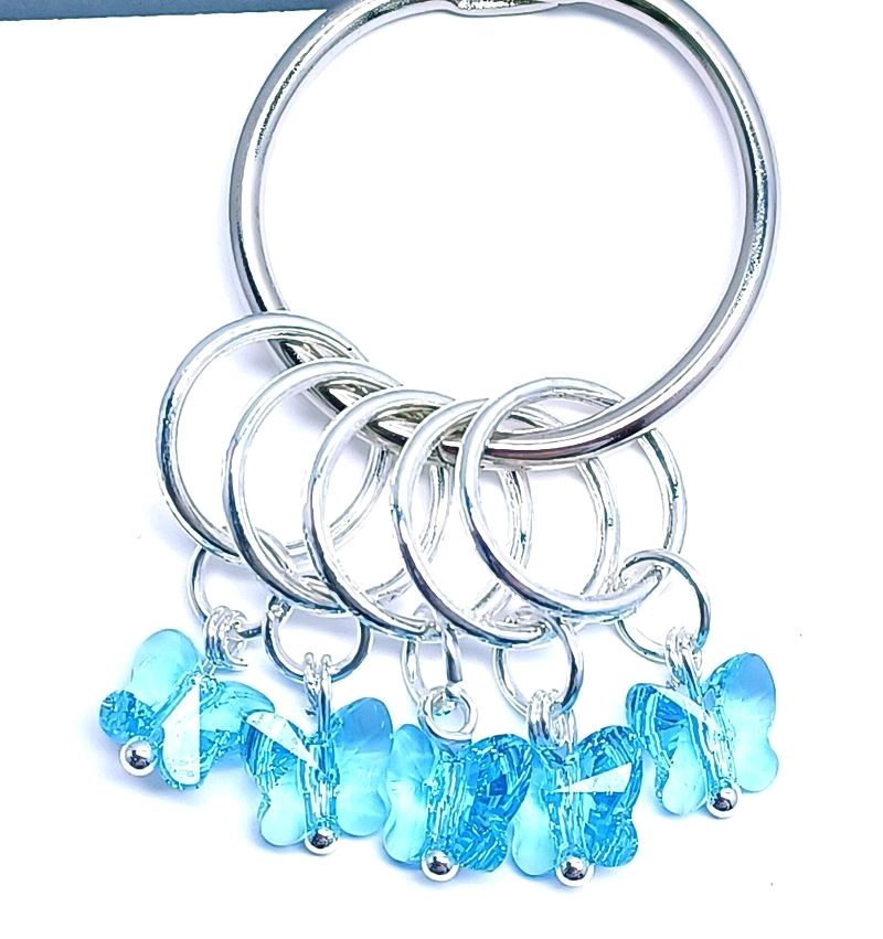 MikieLou Stitch Markers Fine Austrian CRYSTAL Butterflies Knitting Rings