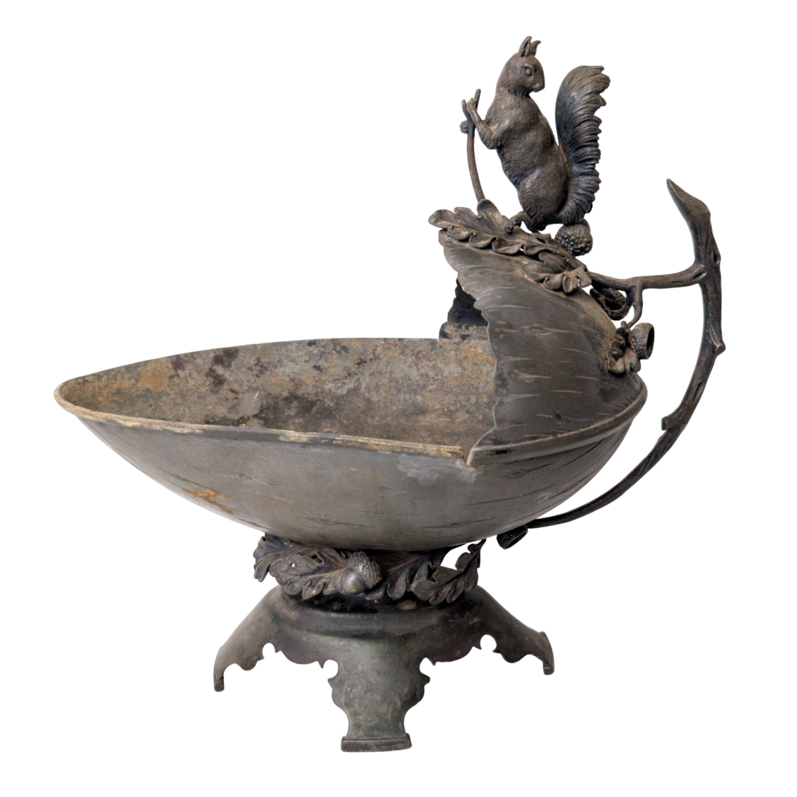 Antique Victorian Middletown Plate Figural Squirrel Nut Bowl Figural Acorn Dish