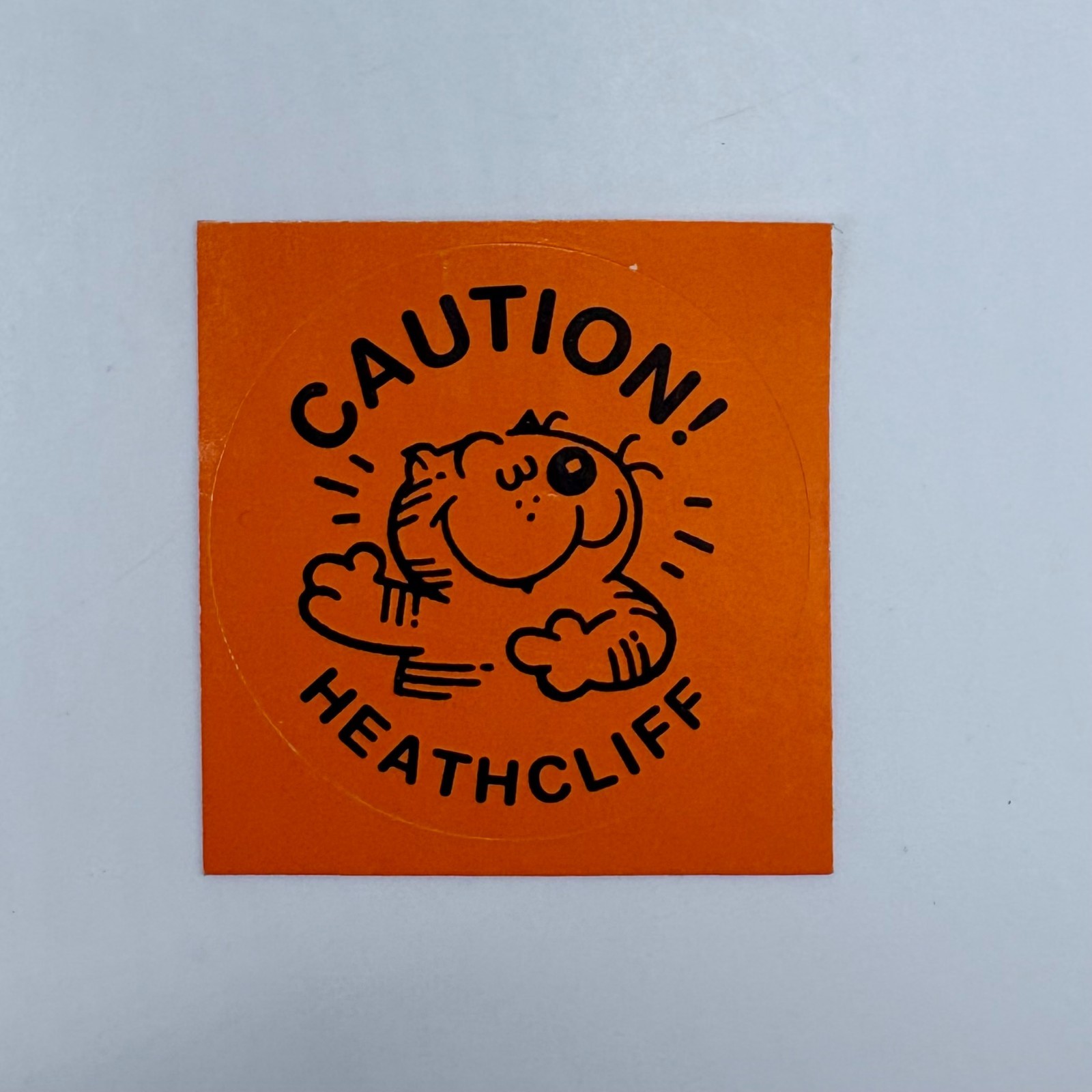 Vintage Heathcliff The Cat Orange Caution Sticker Cartoon Comic Strip Animation