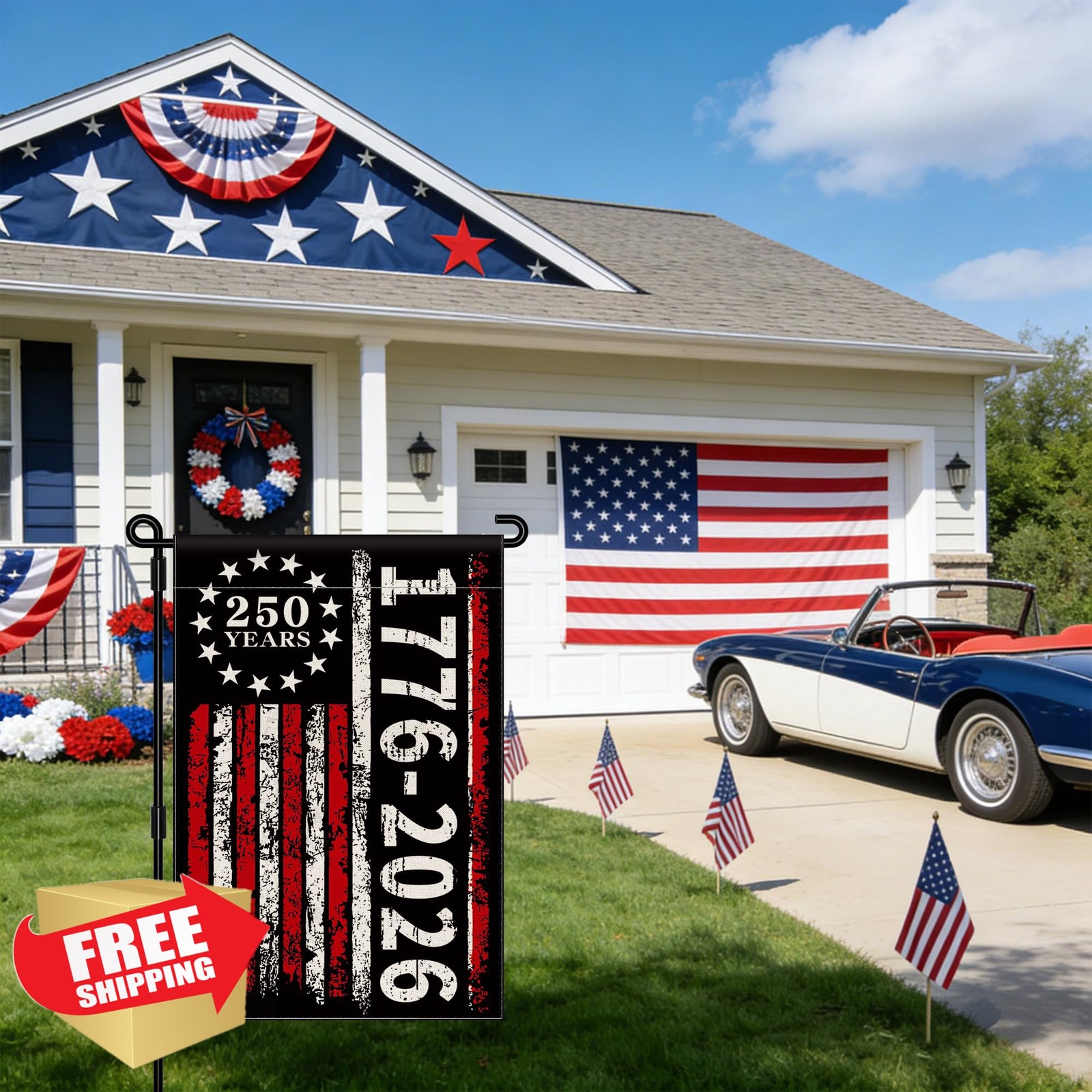 1776-2026 USA 250th Anniversary Garden Flag 12x18 Double-Sided