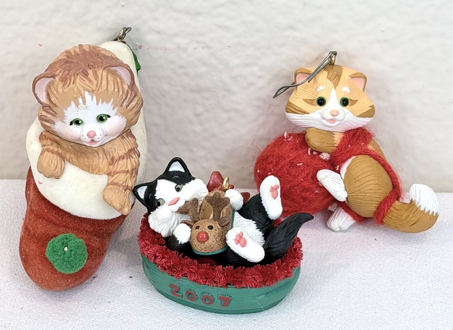 3 Vintage Hallmark Holiday Keepsake Ornaments, Mischievous & Holiday Kittens Set